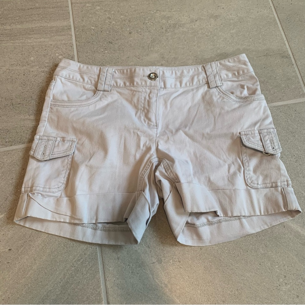 WHBM Light Gray Cargo Style Shorts Size 2